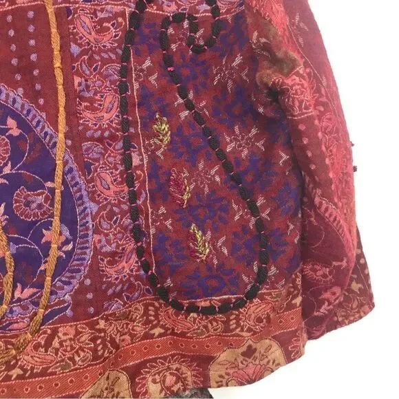 Multiples Colorful Embroidered and Patterned Asymmetrical Statement Jacket - Picture 7 of 16